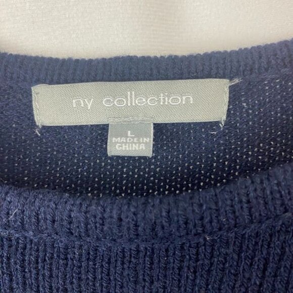 NY Collection Navy Pullover Tribal Print Fringe Sweater Women's Large. - Picture 6 of 8